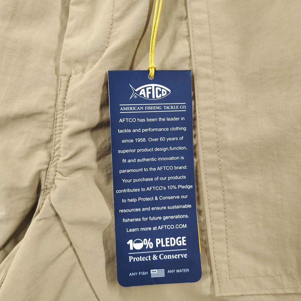AFTCO Fishing Shorts Womens 34 Beige NEW 5 Inch Nylon Elastic Waist UPF 50